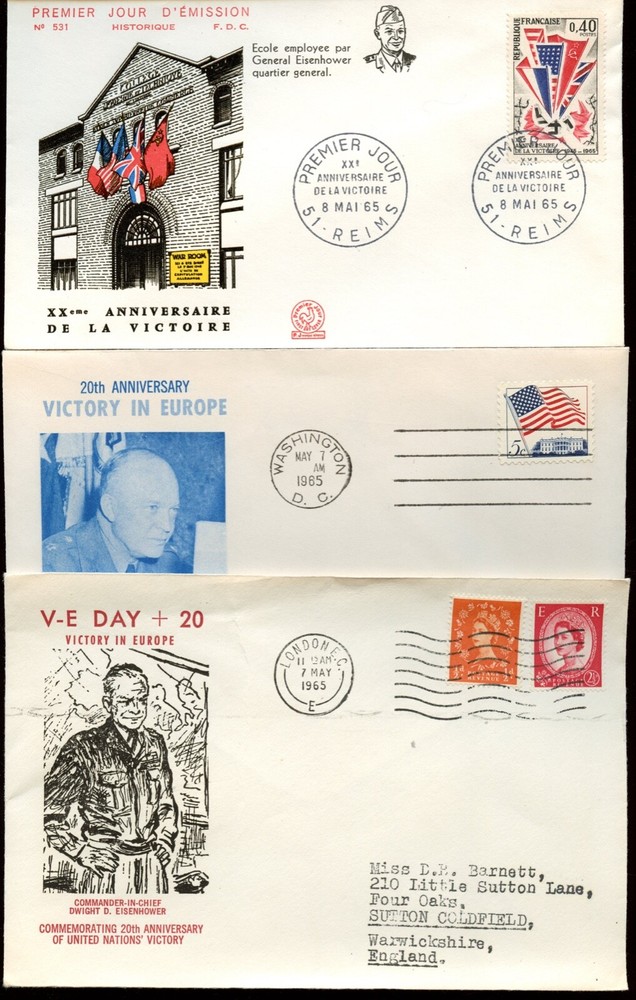Victory in Europe 20th Anniversary.  3 Covers - 3 Countries