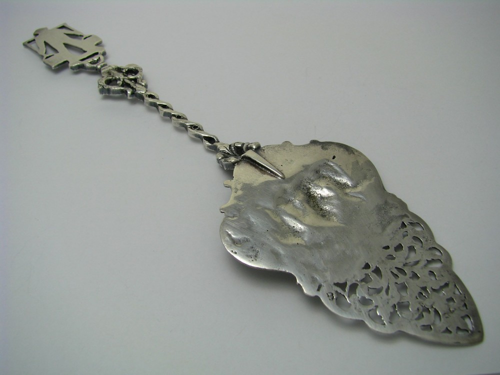 DUTCH SILVER PIE SERVER PASTRY CAKE SERVER STRAINER Holland Netherlands ca1900s