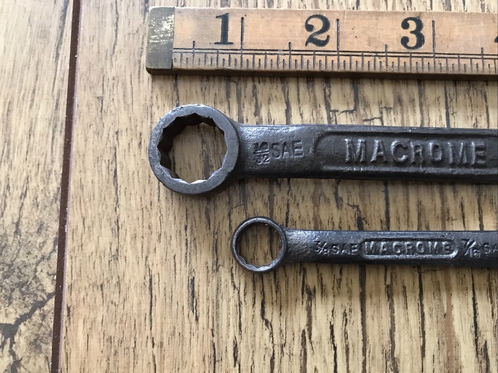 2 Vintage Macrome Short Ring Spanners AF.