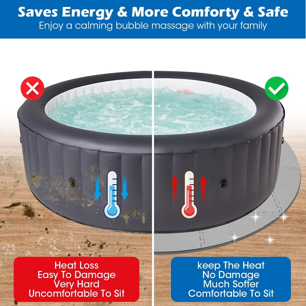 78 Inch Round Hot Tub Mat ExtraThick Interlocking Foam Pad Protector