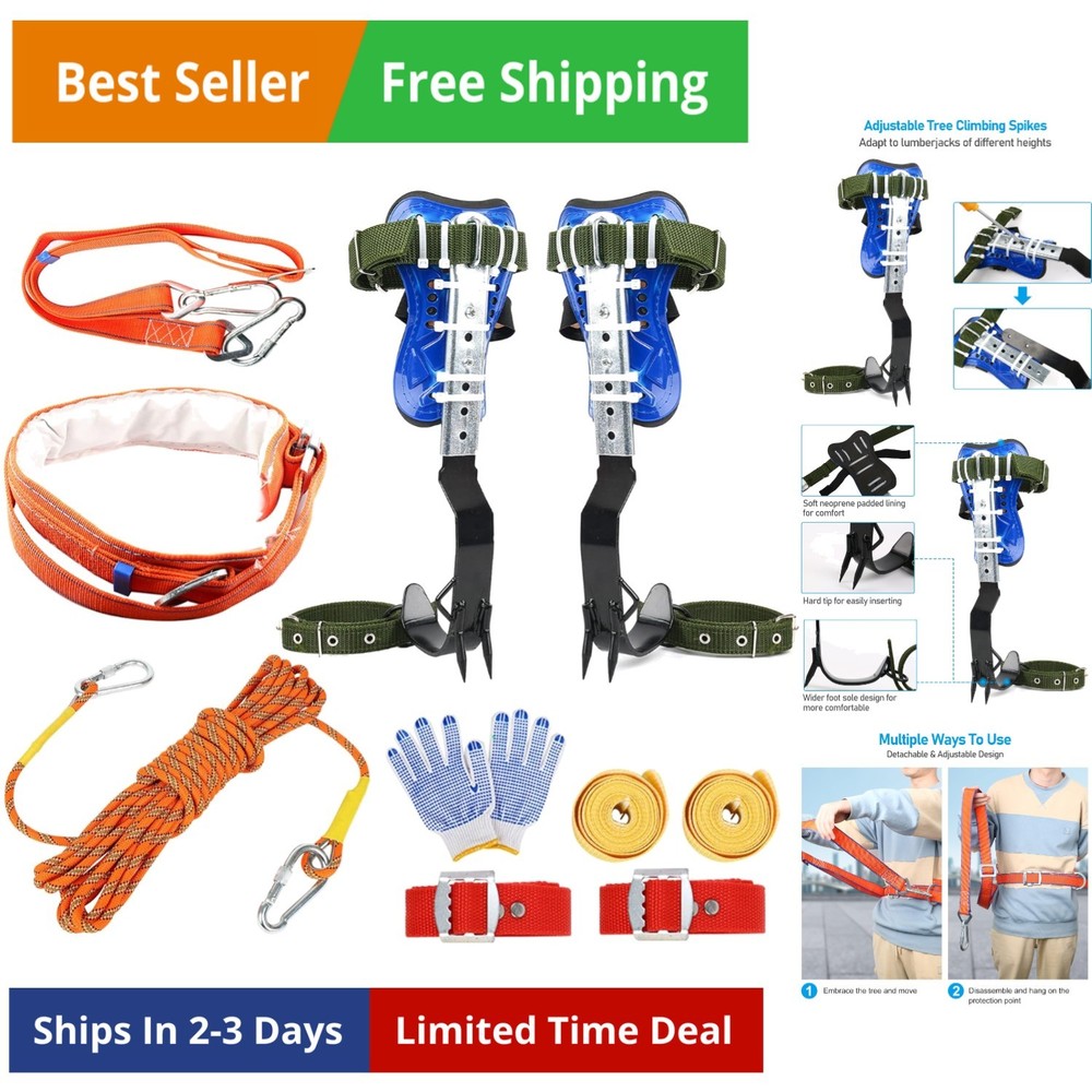 Climbing Spike, Adjustable Tree Climbing Step Gear with Extra Multi-Functiona...
