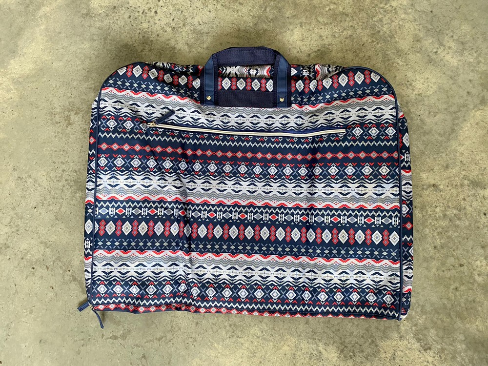 Red Blue Grey Patterned Large Luggage Bag 24” x 20” / A18