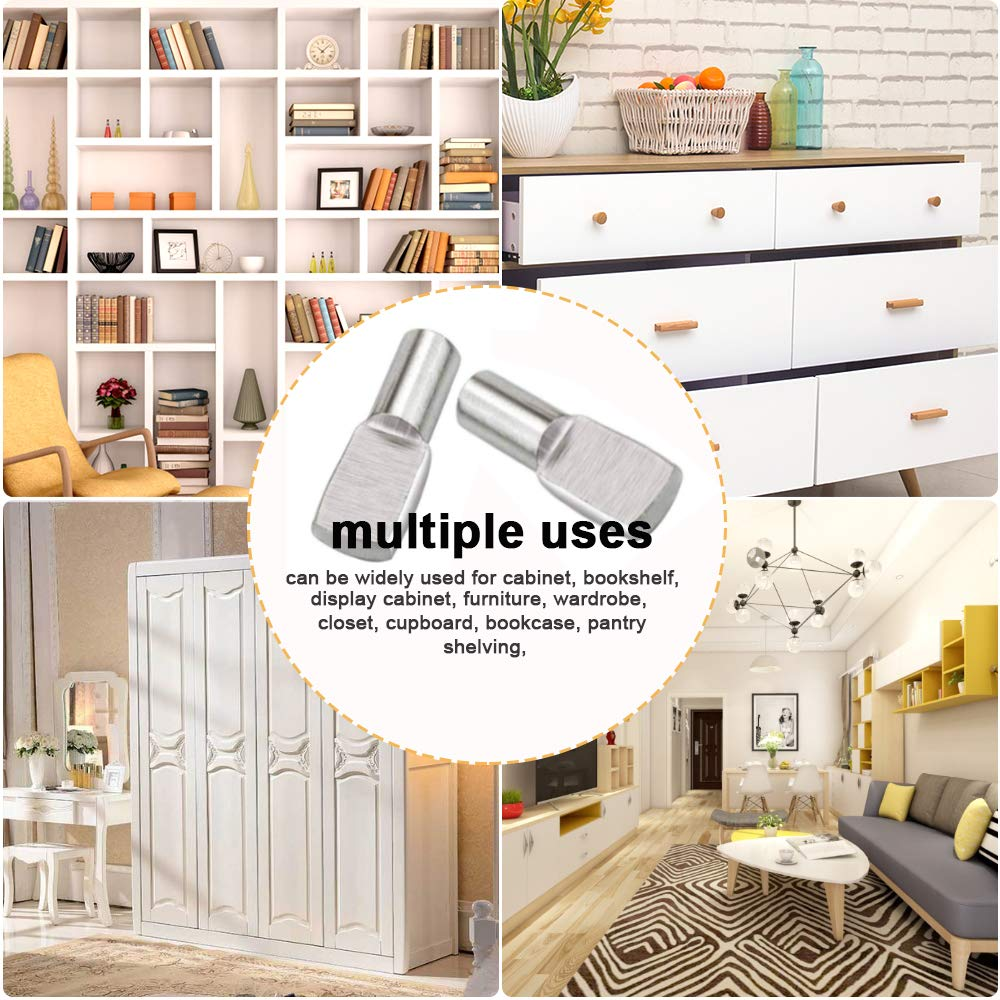 100 PCS Shelf Pins, Metal Nickel Support Pegs, Shelf Support
