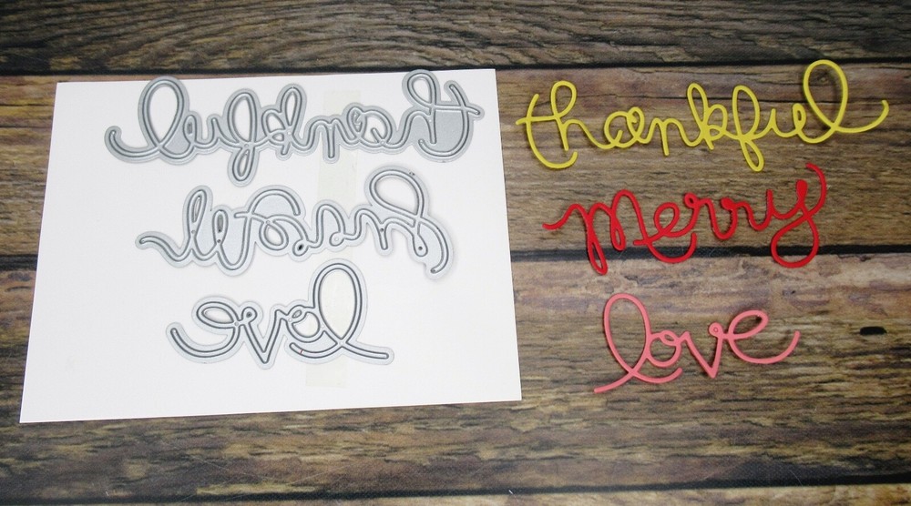 Stampin Up Dies ~ Love ~ Merry ~ Thankful ~ EXPRESSIONS THINLITS DIES ~ Big Shot