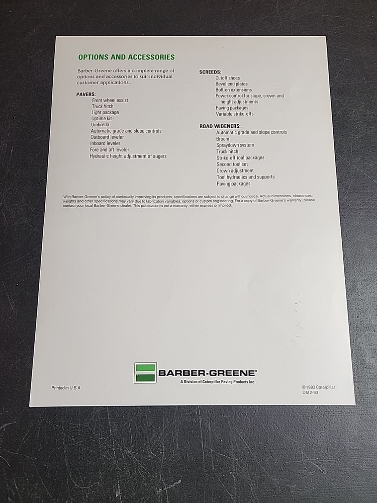 Barber-Greene Product Line Brochure
