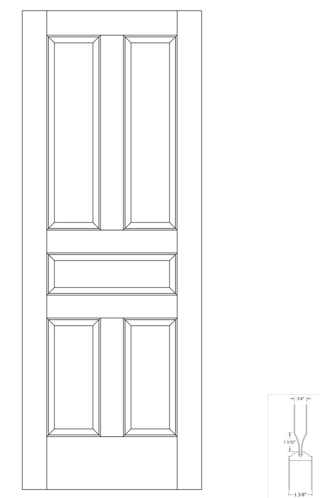 Primed 5 Panel Traditional Raised Panel Stile & Rail Solid Core Interior Doors