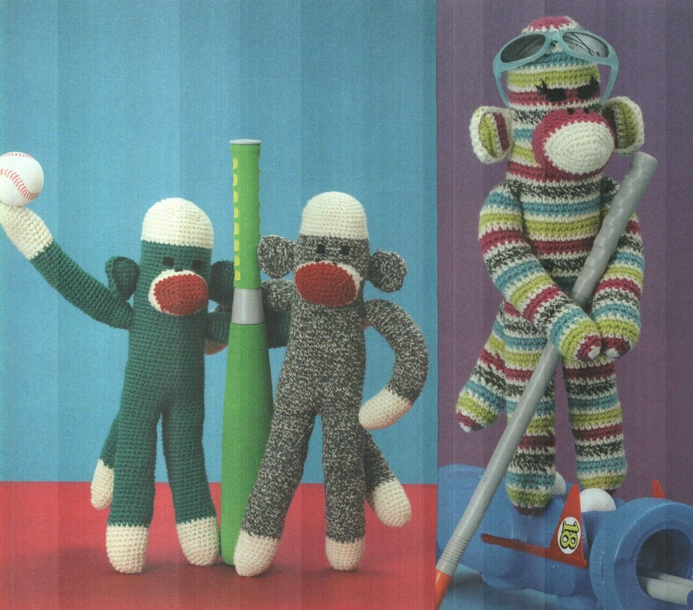 BASIC MONKEY & BRIGHT STRIPES MONKEY DIGEST SIZE CROCHET PATTERN INSTRUCTIONS