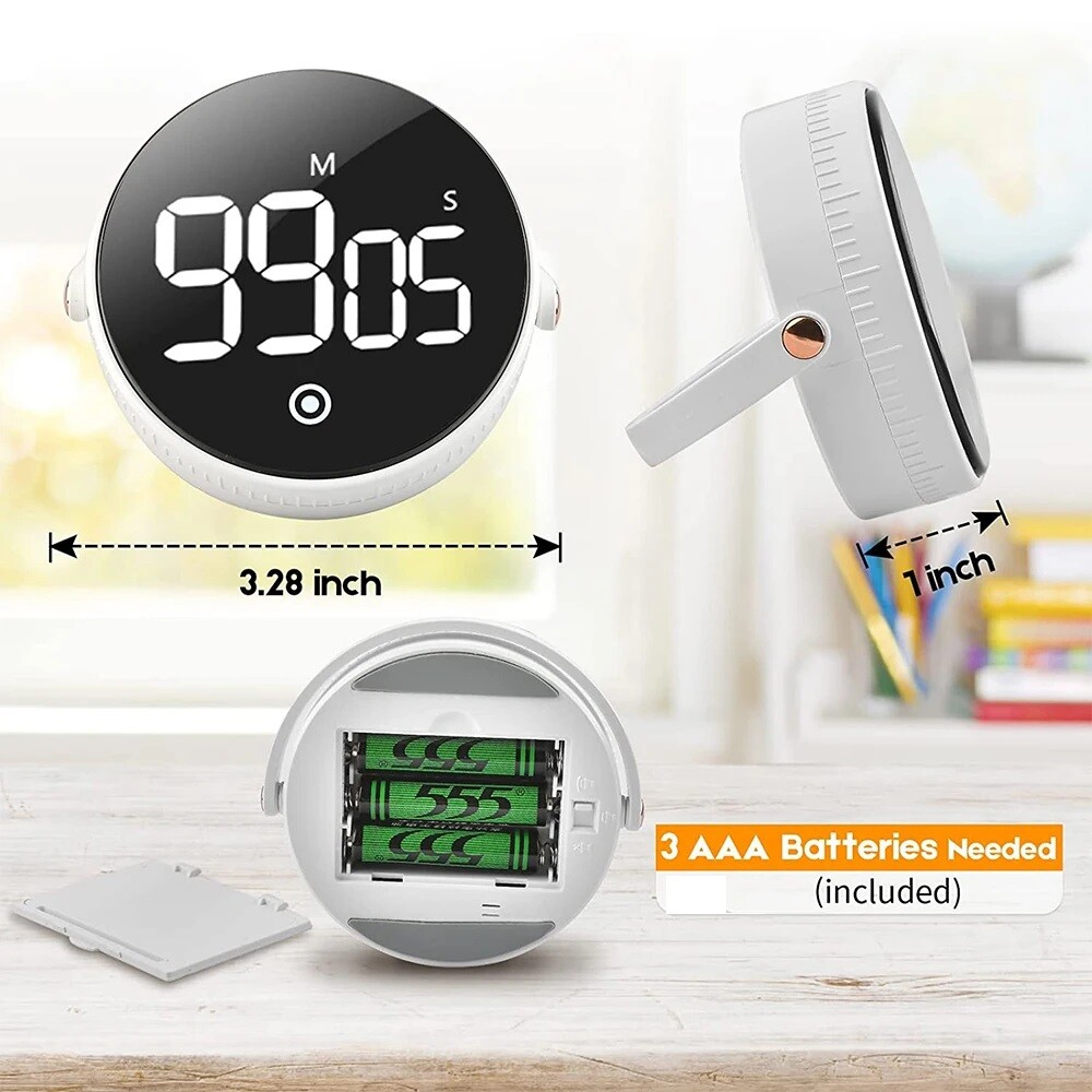 Digital Kitchen Timer - Magnetic Countdown Countup Timer with Large LED Display