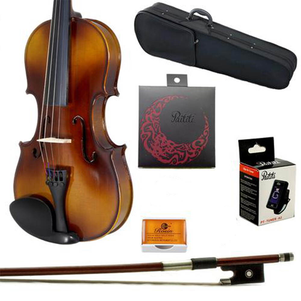 **GIFT PACKAGE** 4/4 Solid Wood Student Violin with Case/Bow/Rosin/String/Tuner
