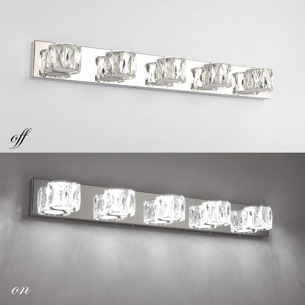 Modern 5-Light Crystal LED Vanity Wall Light for Bathroom Lighting