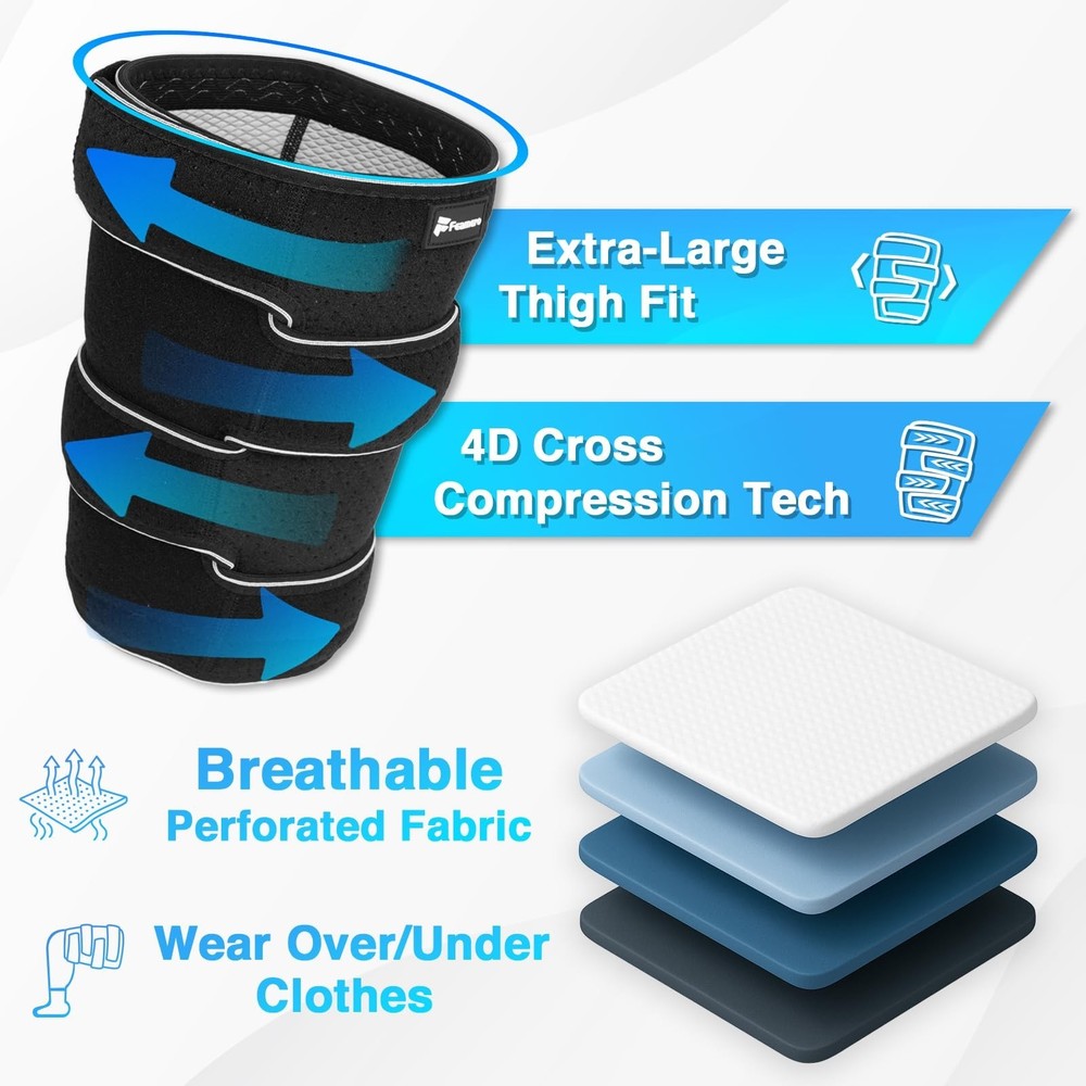 Plus Size Thigh Compression Wrap for Lymphedema & Swelling Relief, Adjustable...