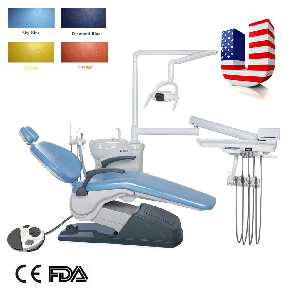 Dental Chair Unit PU Leather Computer Controlled DC Motor + Stool Kit