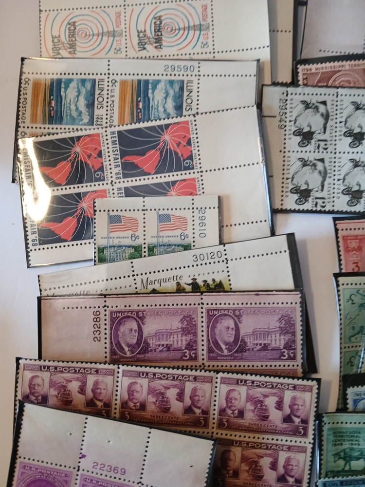 Large Lot Unused Us Postage Stamp Blocks