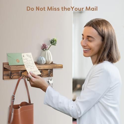 Key and Mail Holder Wall Mounted, Rustic Entryway Rack Organizer, Key, Bag, Mail