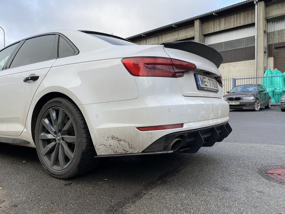 For A4 B9 Rear bumper Side Splitters flaps ABS Gloss