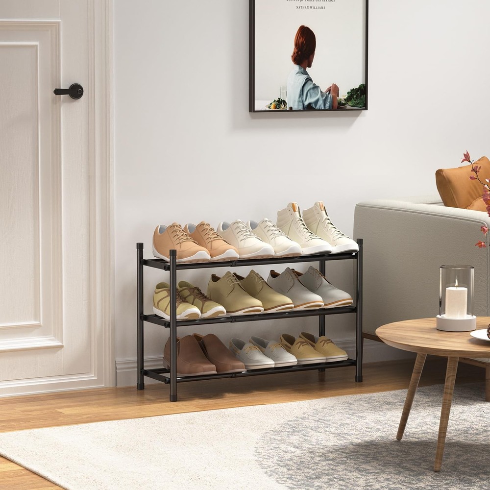 Expandable Shoe Rack, 3 Tier Shoe Rack for Closet, Stackable Adjustable Stand...