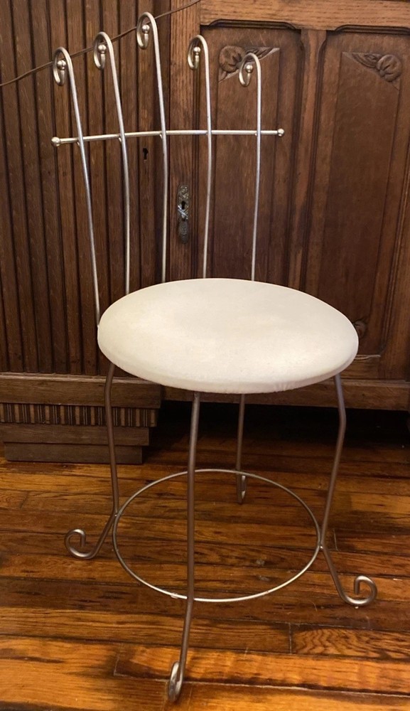Vintage IRON WIRE VANITY CHAIR STOOL