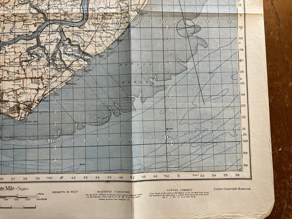 Original WW2 British Army GSGS Map - Southend & District