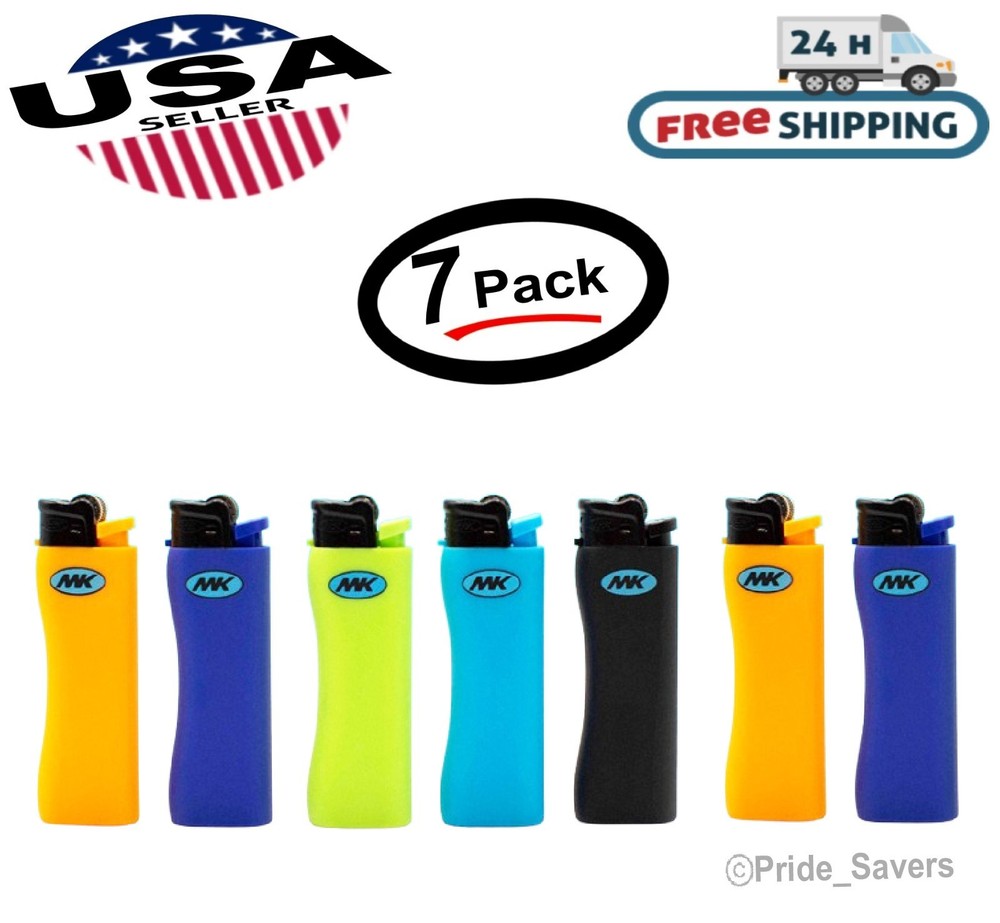 MK Lighter Replaceable 9G Flint Strike Refillable Cigarette Lighters (7 PK) -New