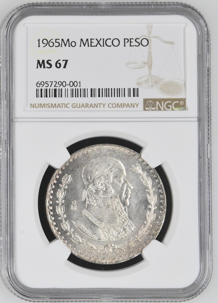 1965 Mo Mexico Peso NGC MS 67