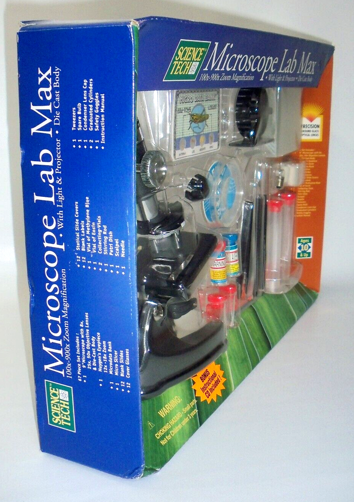 Science Tech Microscope Lab Max with Light and Projector, Kids Activity, New!