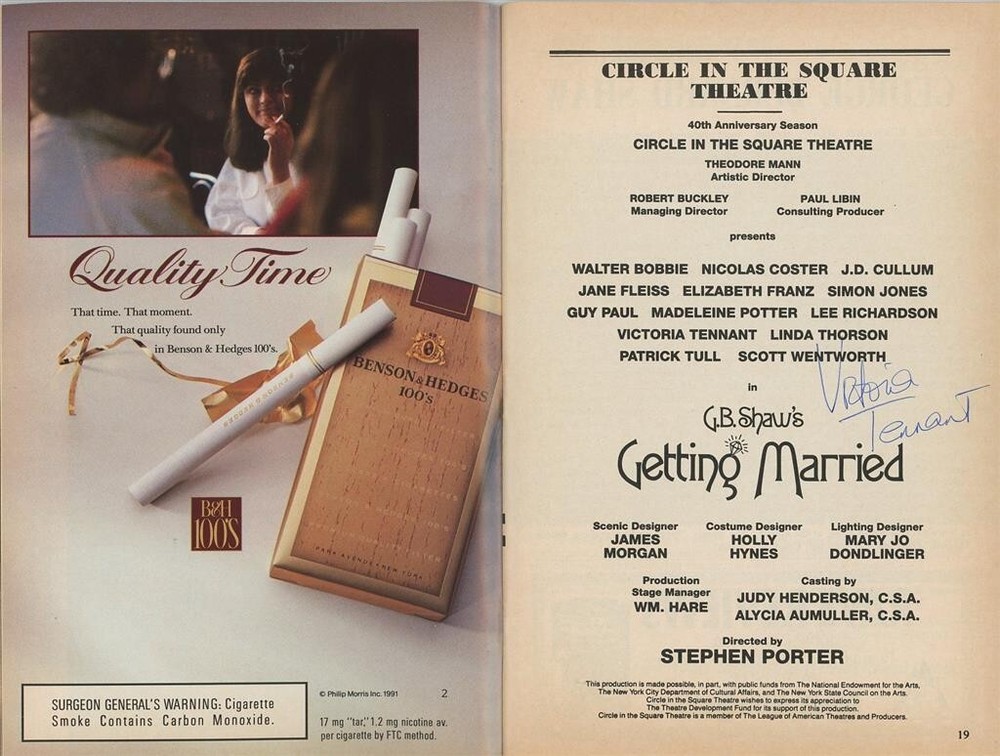 Victoria Tennant- Signed Playbill (Getting Married)