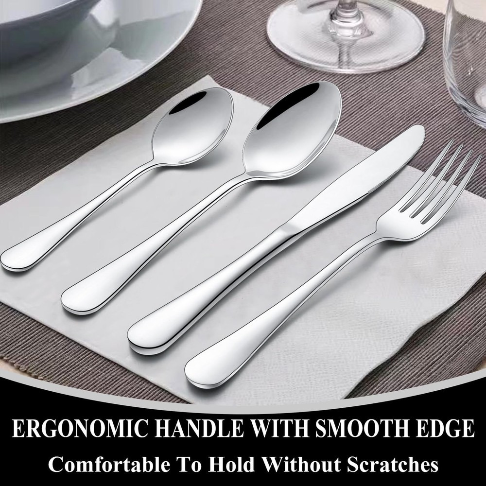 20-Piece Silverware Set, Stainless Steel Flatware Cutlery Set for 4, Tablewar...