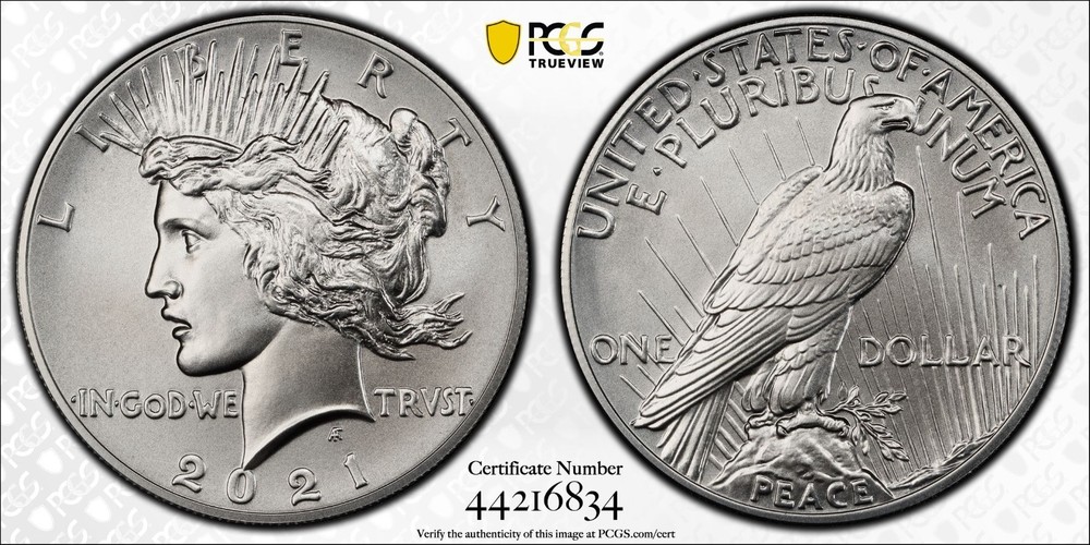 2021 Peace Silver Dollar 100th Anniversary - PCGS MS 70 - First Strike - GS