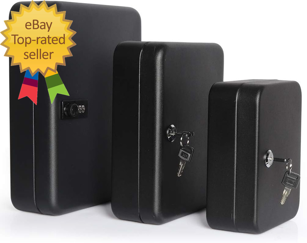 Wall Mount Key Storage Box with Code, Locking Key Cabinet Security, 48 Key Hooks