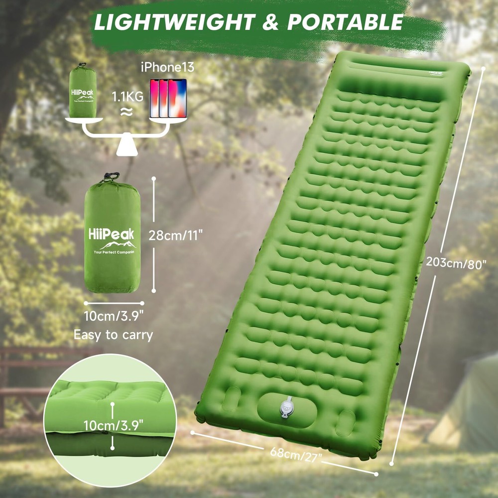 Strong Support Camping Mat Inflatable Sleeping Mattress 3.9 Inch Thickness Sl...