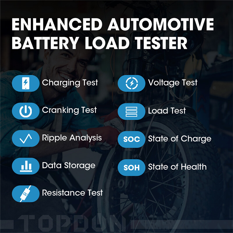 TOPDON BT200 12V Car Battery Load Tester Cranking Charging System Analyzer