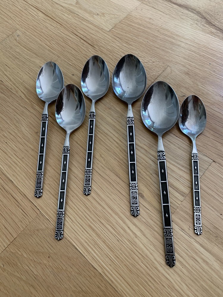 6 Flatware Vintage Continental Ecko Black Square Japan Triangle Goth Mid Century