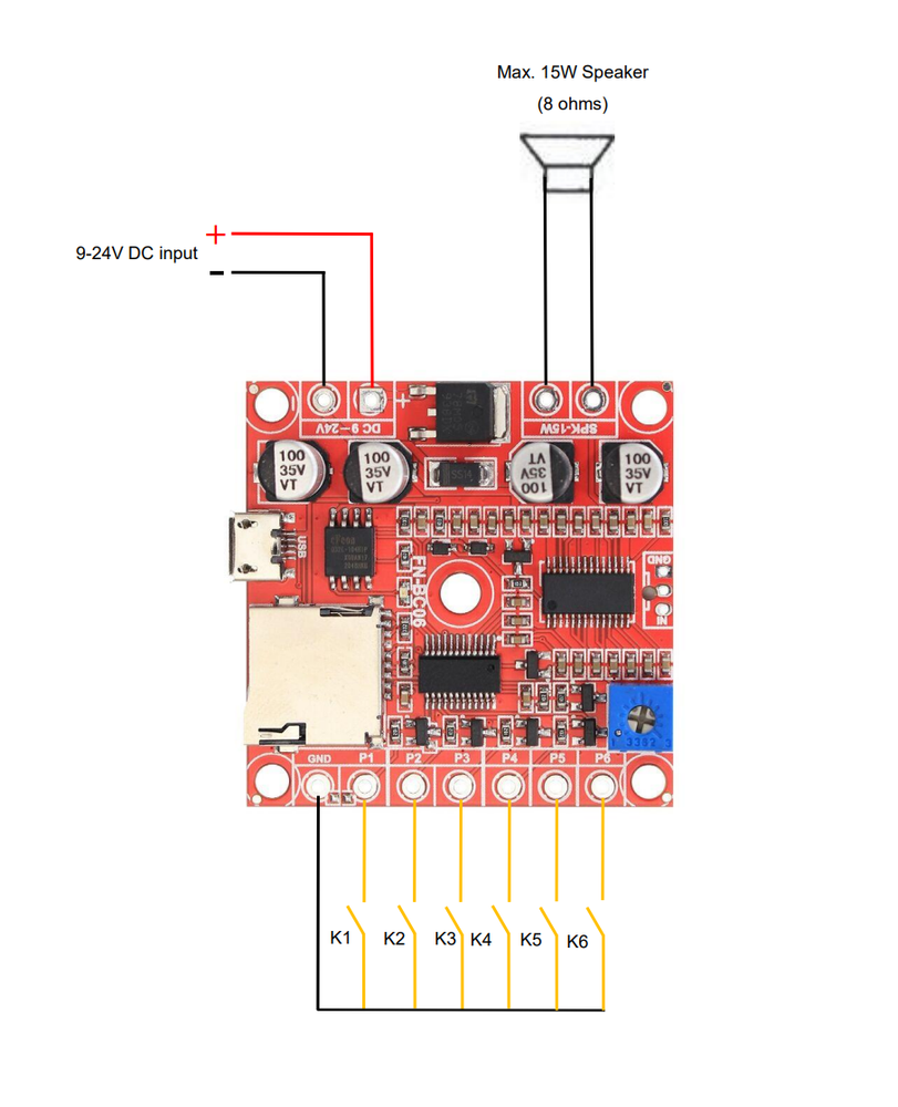 [ Flyron FN-BC06-TB ] Multifunctional MP3 Player Sound Board