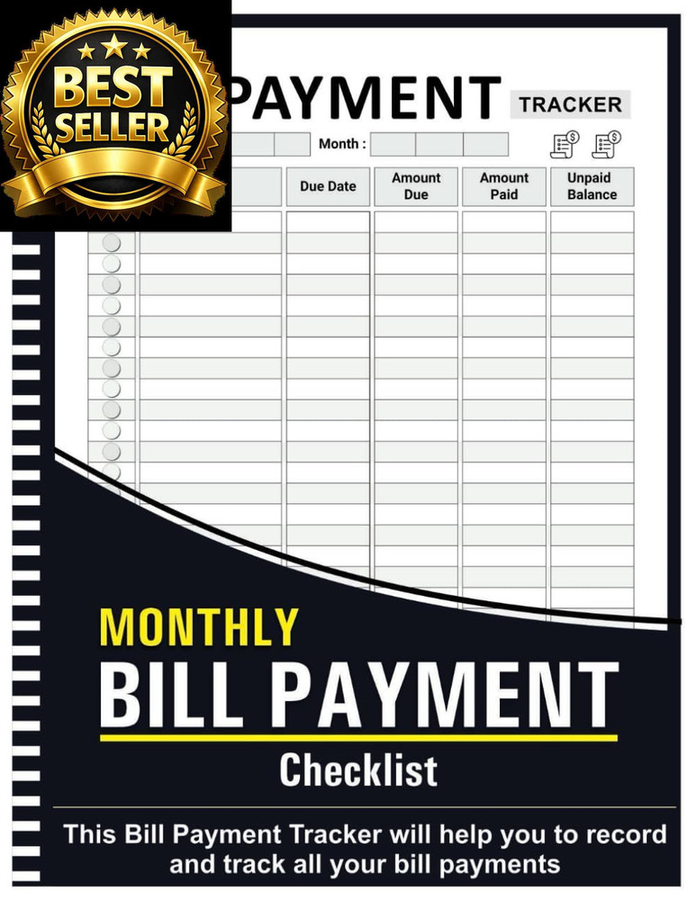 Bill Tracker Notebook: Monthly Payment Checklist 8.5 inches X 11