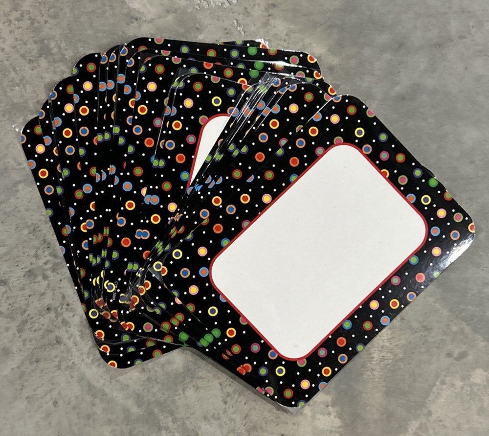 Poppin' Patterns Dots On Black Various Classroom Supplies: Name Tags, Blank Card
