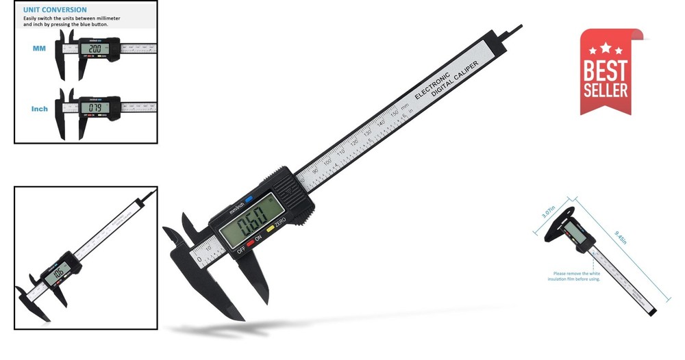 Lightweight 6-Inch Digital Caliper, Inch/mm Conversion, Smart Zero Functionality