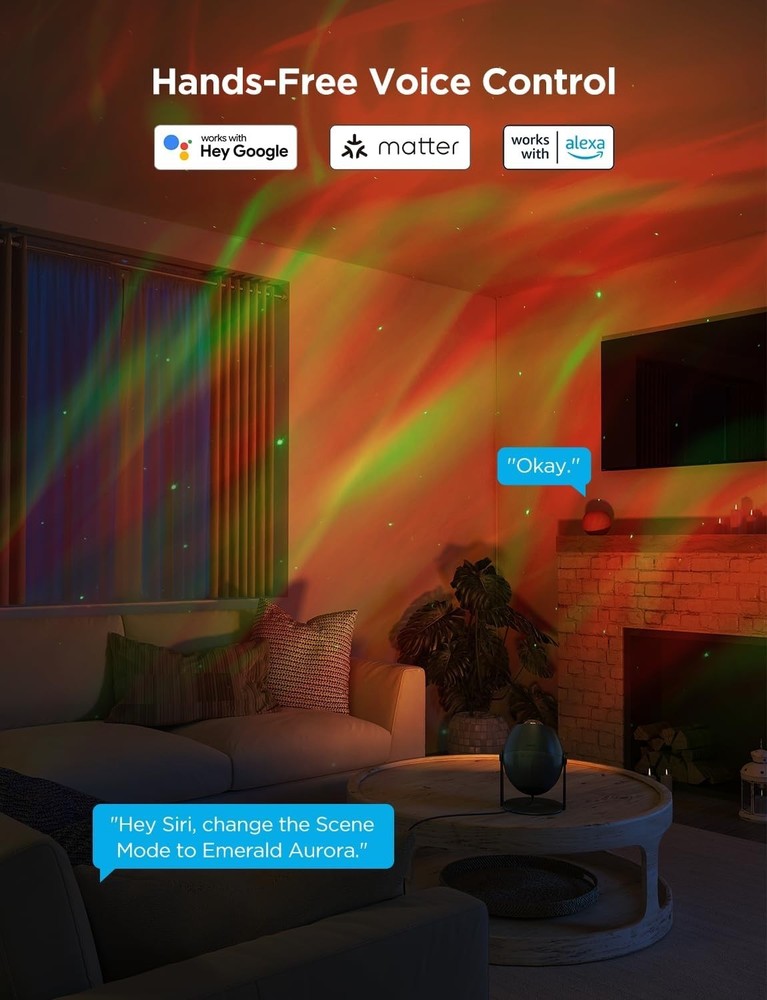 Multicolor Aurora Flow Projector - 3 Wave Effects, Bluetooth & Custom Settings