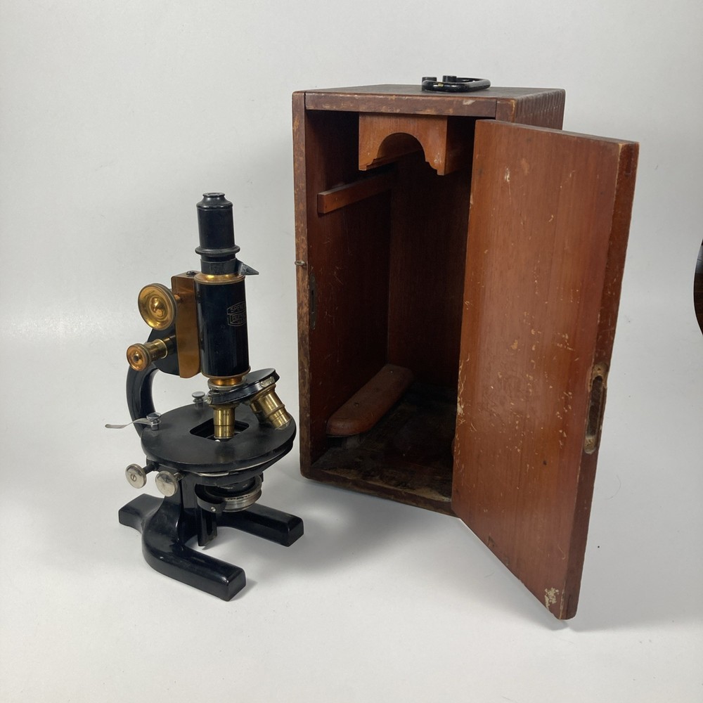 Vintage Spencer Buffalo Cast Iron & Brass Microscope w/Case