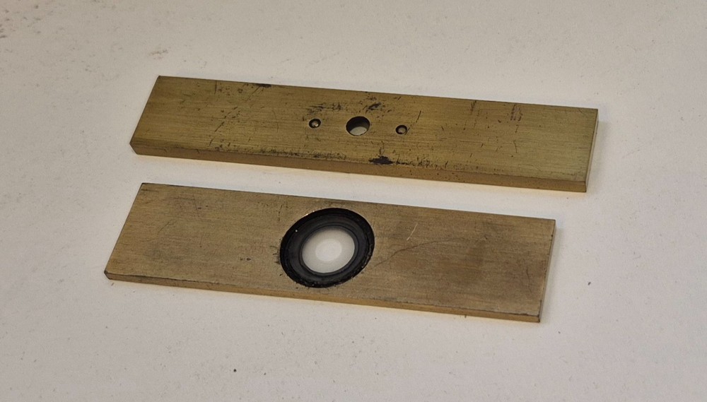 2 stage micrometer mounted in brass, circa 1860-1870