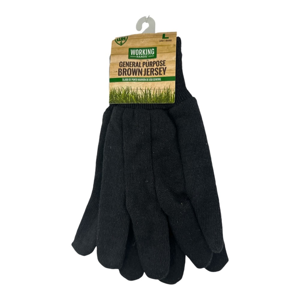 Working Hands, General Purpose Brown Jersey Gloves, Size Large NWT