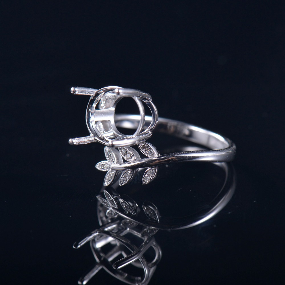 Oval Cut Solid 14K Gold Natural diamond Semi Mount Ring Setting