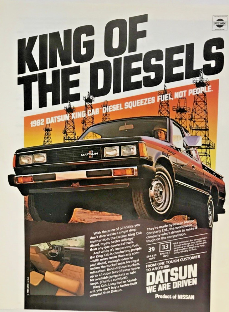 Datsun King Cab Vintage 1982 Print Ad