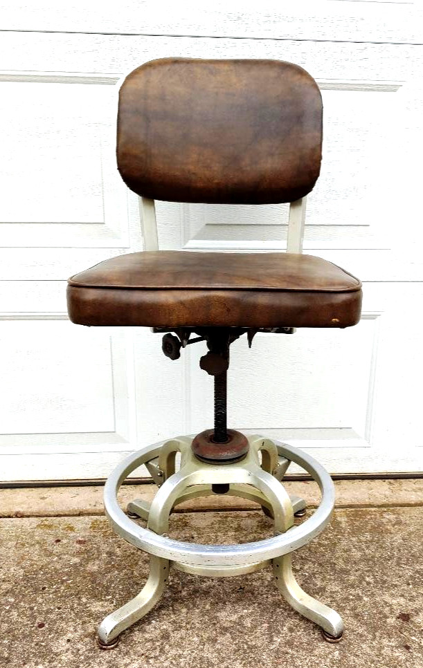 RARE TALL MACHINE AGE INDUSTRIAL ERA DRAFTING STOOL BY GOODFORM...