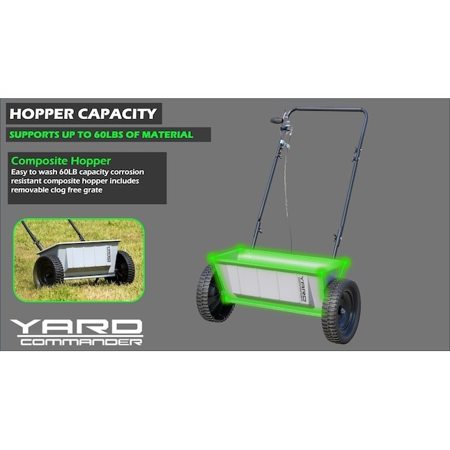 Yard Commander Drop Spreader 60-lb Capacity Compatible with Fertilizer, Seed