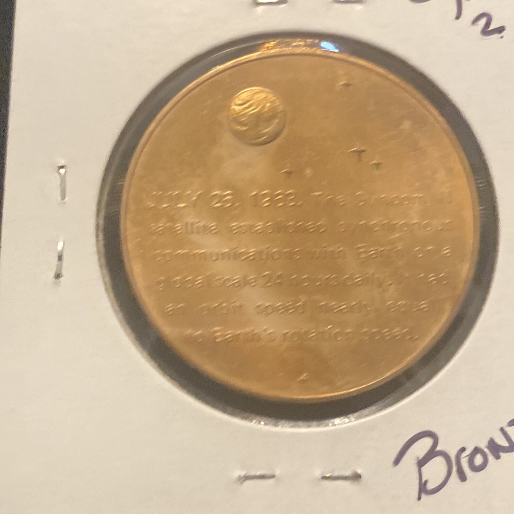 Vintage Syncom 2 Bronze Token Space Synchronous Orbit Satellite Token