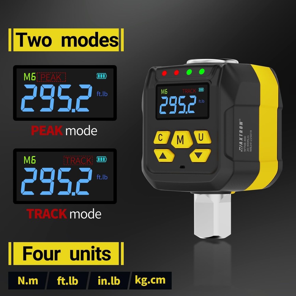 1/2" Drive Digital Torque Adapter Set 15-295 Ft-Lb Range ±2% Accuracy Certified