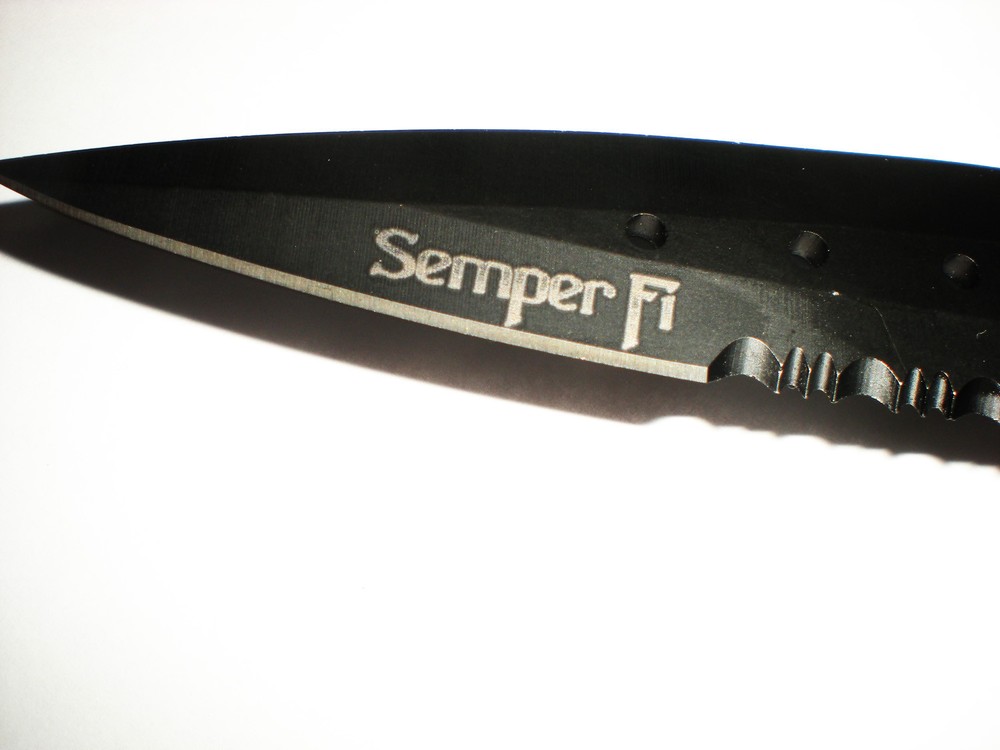 US MARINE Semper Fi ASSISTED BLADE SPEAR POINT KNIFE LED Flashlight