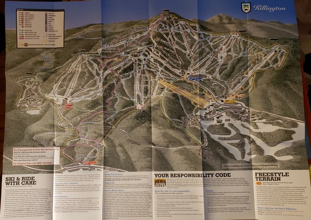 2020/21 KILLINGTON SKI AREA TRAIL MAP. MINT