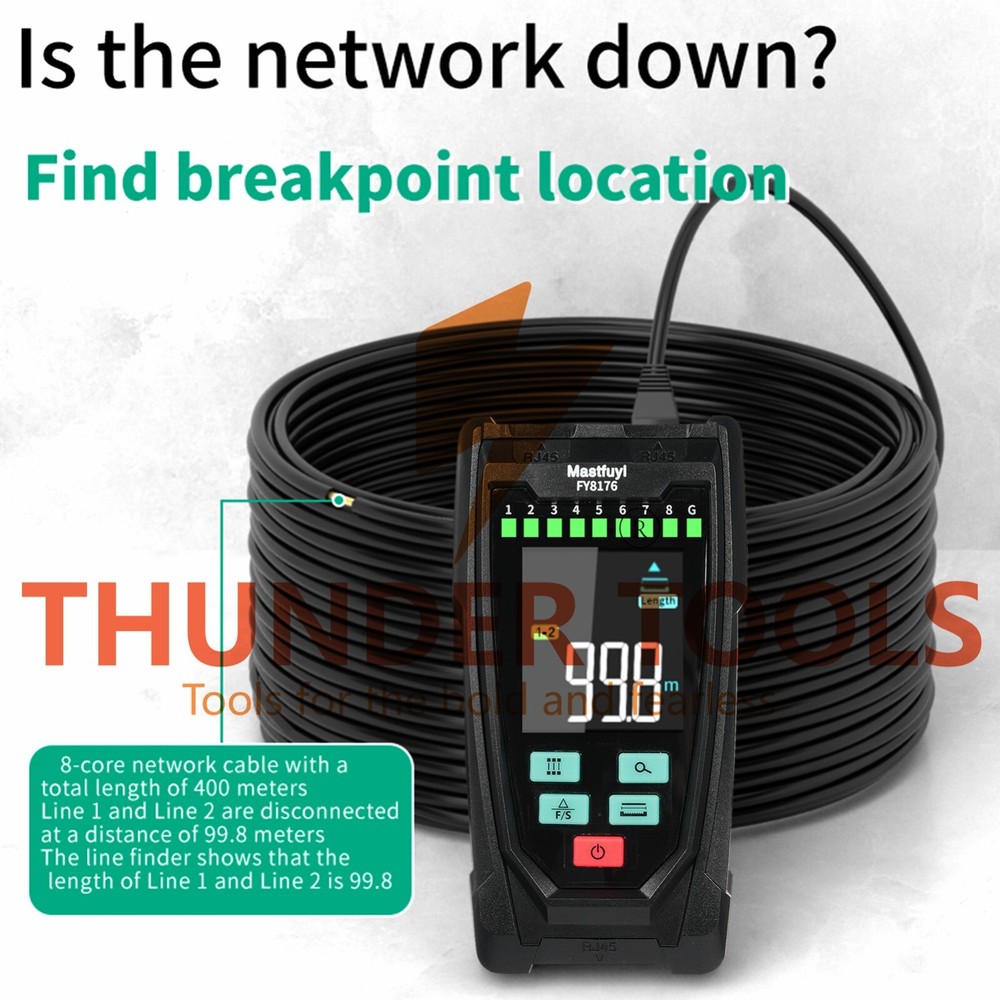 Thunder Tools Mastfuyi FY8176 Network Cable Tester, Ethernet Cable Tester