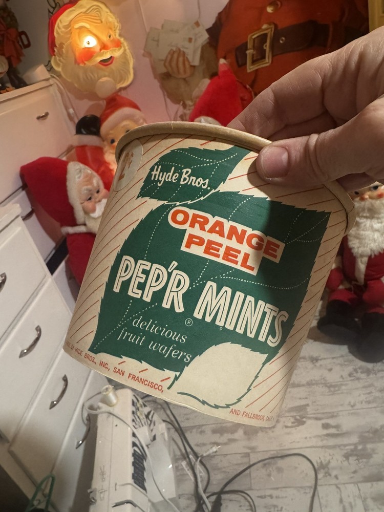 Vintage Candy Box Container Hyde bros. Pep’r Mints Orange Peel